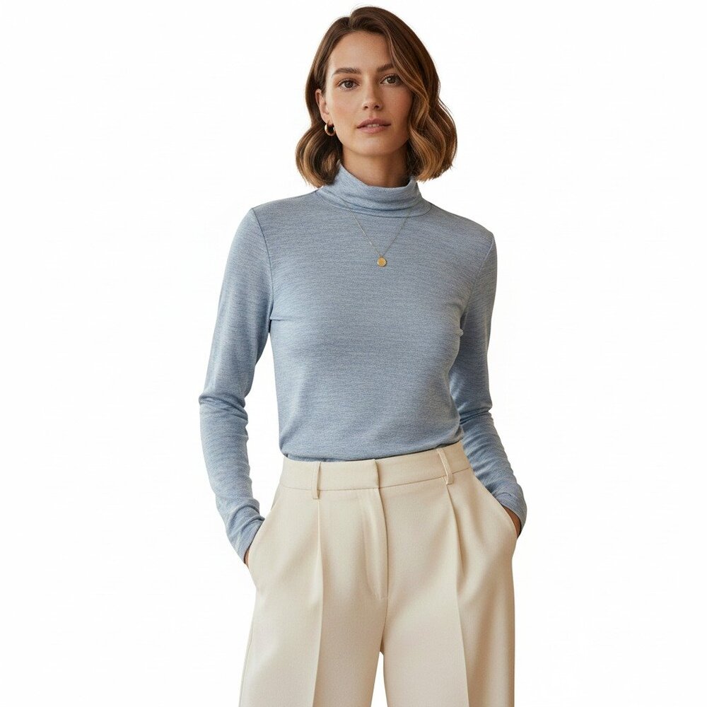 Banana Republic Factory sweater women’s large turtleneck heathered blue